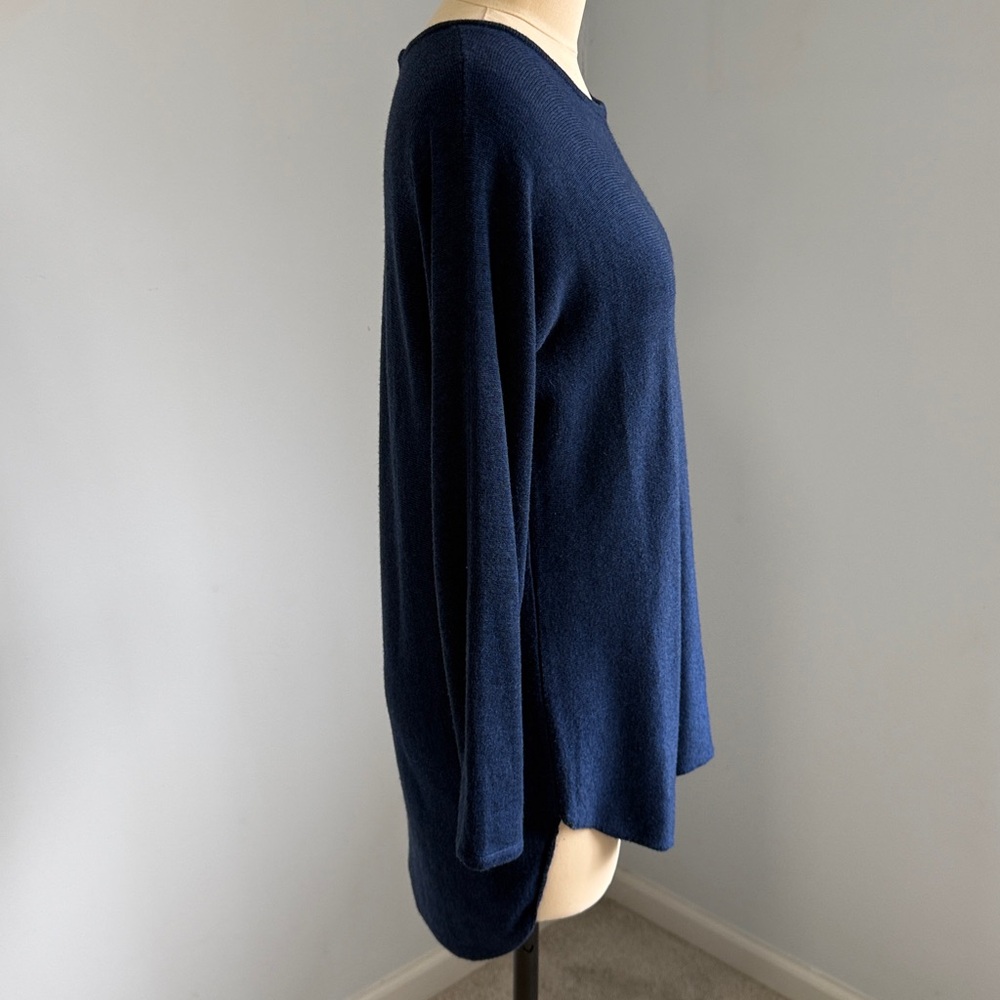 Joan Vass Navy Blue Long Sleeve Tunic Sweater SZM - Picture 12 of 15